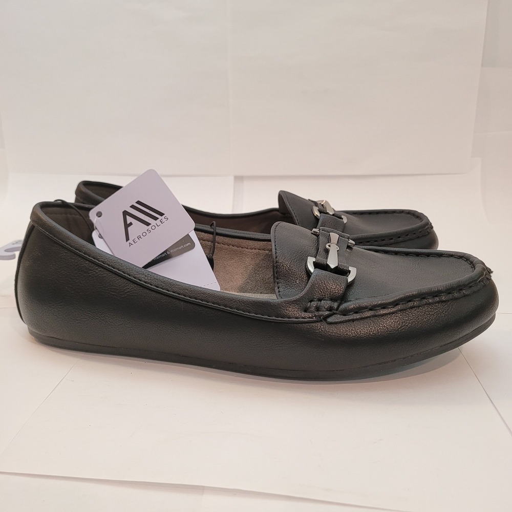 Aerosoles Bixie Loafer Women 11W Black Bit Buckle Wide‎ Width Flat Shoe